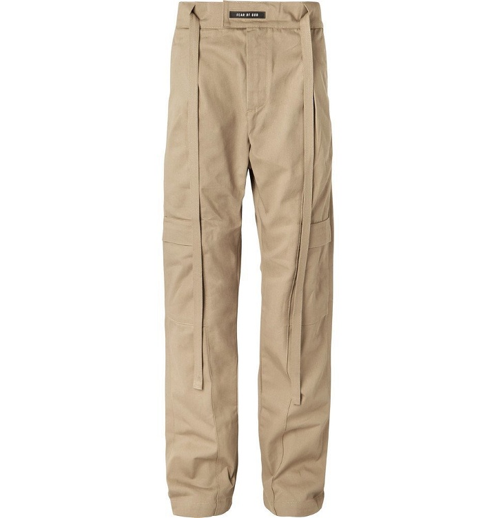 Photo: Fear of God - Belted Pleated Cotton-Twill Cargo Trousers - Beige