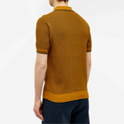 Fred Perry Men's Textured Knit Polo Shirt in Dark Caramel