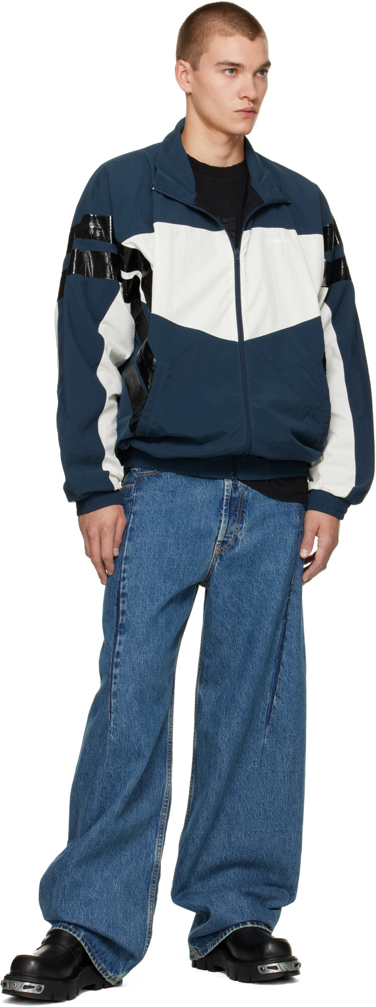 VETEMENTS Navy Tape Track Jacket