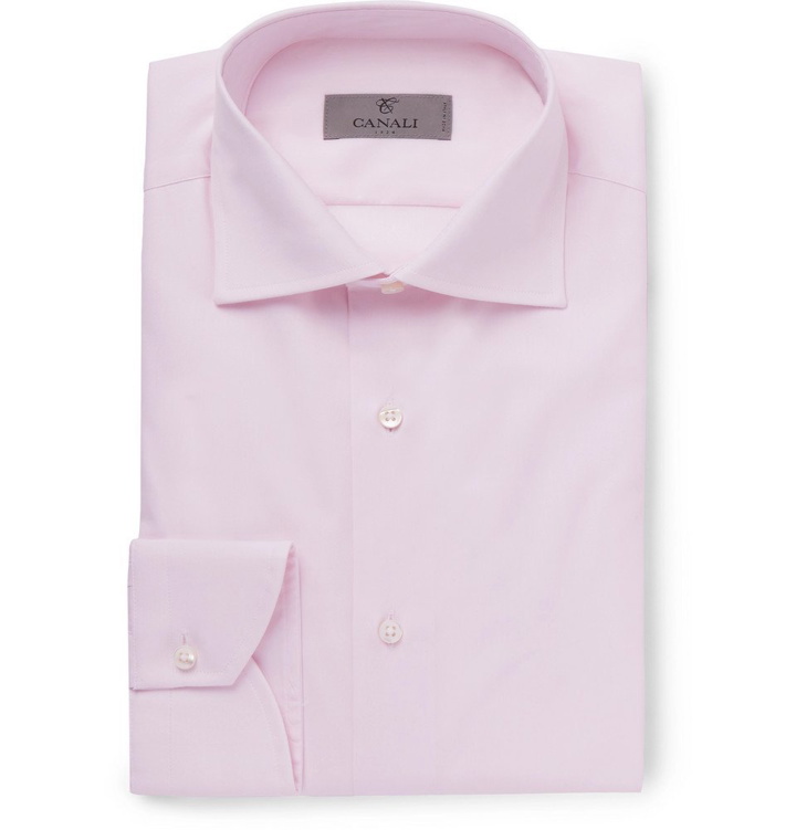 Photo: Canali - Light-Pink Cutaway-Collar Cotton Shirt - Men - Pink