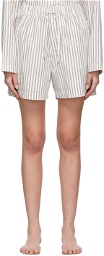 Tekla Brown & Off-White Stripe Pyjama Shorts