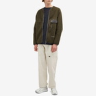 and wander Wool Fleece Cardigan in Khaki