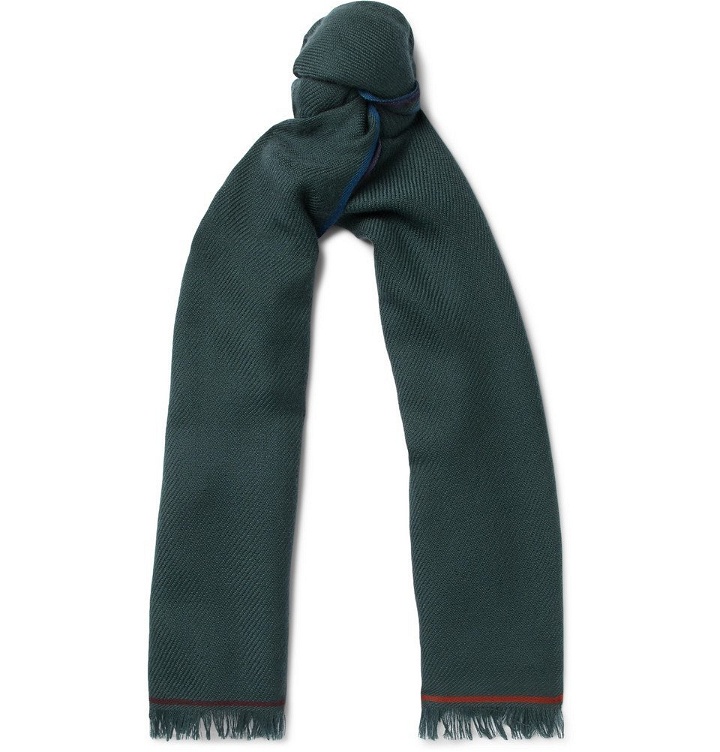 Photo: Loro Piana - Four In Hand Fringed Cashmere Scarf - Men - Green