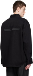 Solid Homme Black Embroidered Denim Shirt