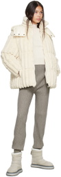 Moncler White Fare Faux-Fur Down Jacket