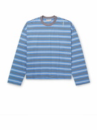 Marni - Oversized Logo-Embroidered Striped Cotton-Jersey T-Shirt - Blue