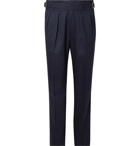 Rubinacci - Manny Navy Tapered Pleated Stretch-Virgin Wool Twill Trousers - Blue