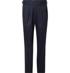 Rubinacci - Manny Navy Tapered Pleated Stretch-Virgin Wool Twill Trousers - Blue