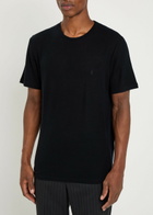 Saint Laurent Logo-embroidered Wool T-shirt Black