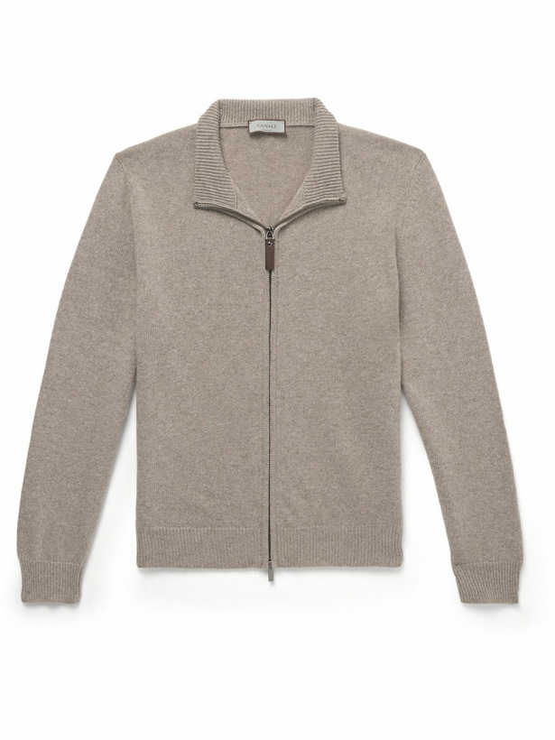 Photo: Canali - Slim-Fit Wool and Cashmere-Blend Zip-Up Cardigan - Neutrals