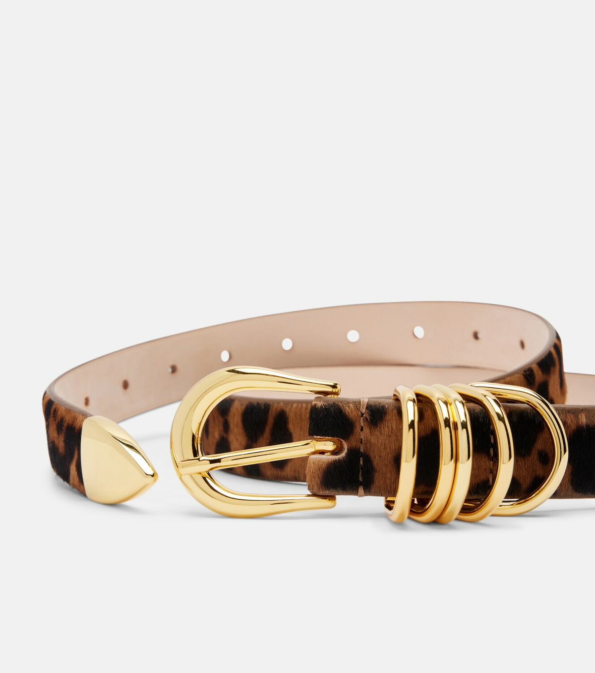 Déhanche Hollyhock leopard-print calf hair belt