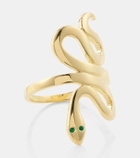 Ileana Makri 18kt gold ring with emeralds