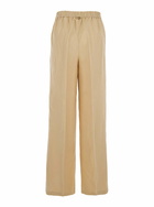 Beige Palazzo Pants With Elastic Waist And Logo Plaque On The Back In Wool Blend Woman TwinSet