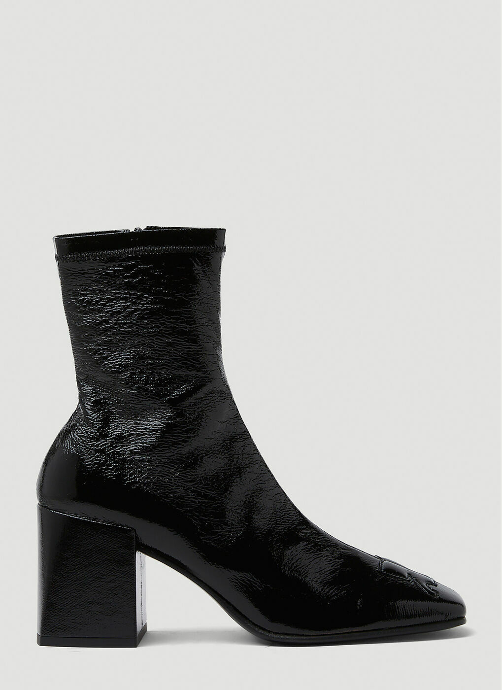 Vinyl Ankle Boots in Black Courreges