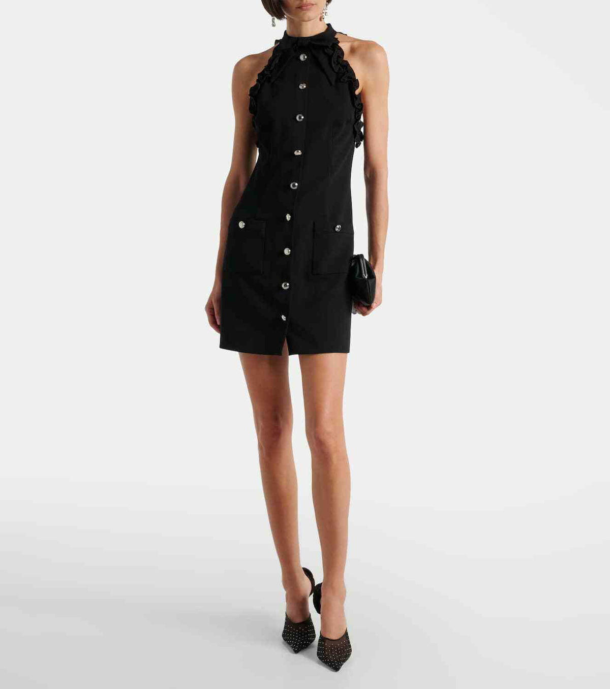 Alessandra Rich Bow-detail wool-blend crêpe minidress