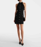 Alessandra Rich Bow-detail wool-blend crêpe minidress