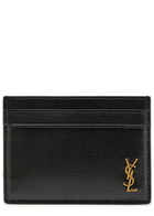 Saint Laurent Logo Leather Card Holder - Black - One Size