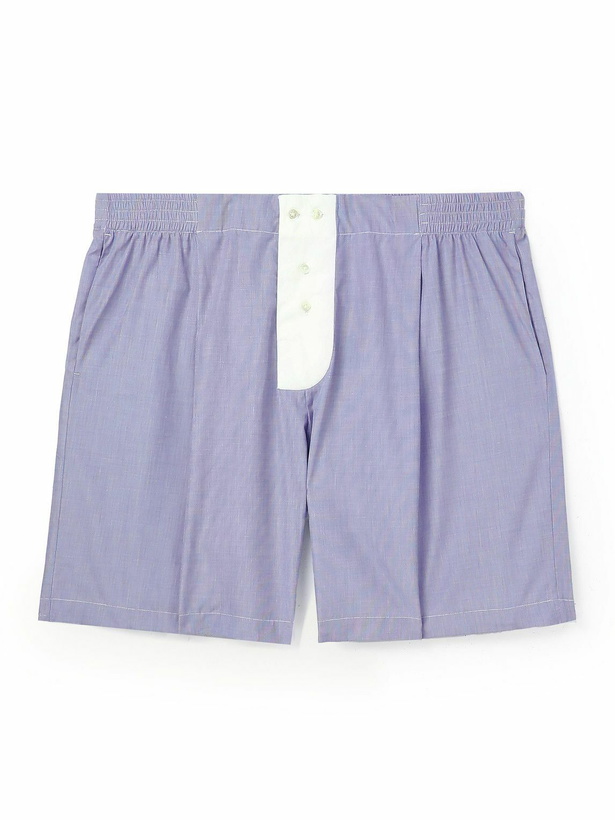 Photo: Sebline - Pinstriped Cotton Boxer Shorts - Blue