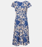 Velvet Floral crêpe midi dress