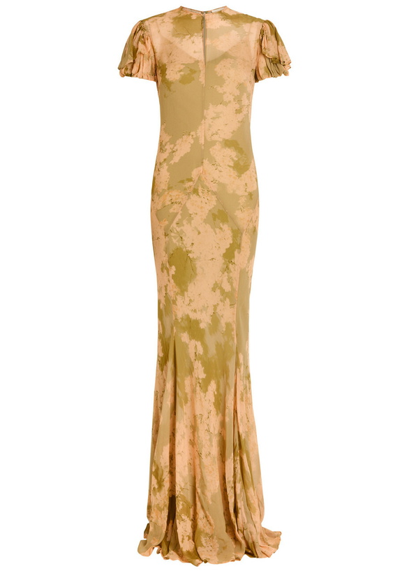 Photo: DE LA Vali Sumatra Floral Print Chiffon Maxi Dress Green