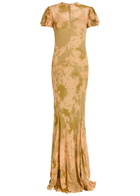 DE LA Vali Sumatra Floral Print Chiffon Maxi Dress Green