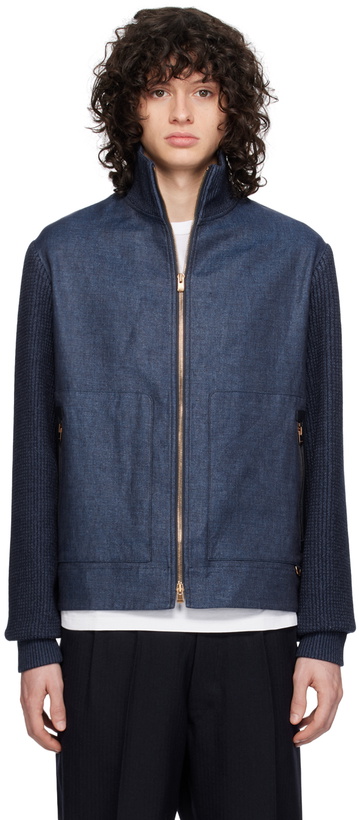Photo: Agnona Navy Paneled Bomber Jacket