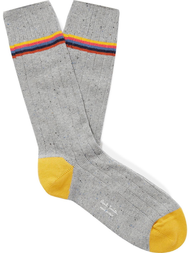 Photo: Paul Smith - Ulysee Ribbed Striped Cotton-Blend Socks