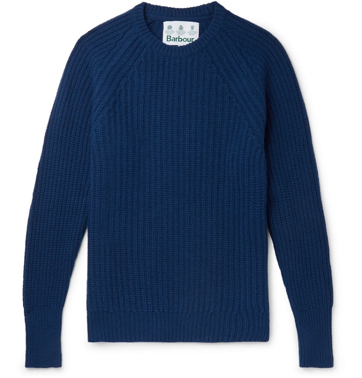 Photo: Barbour - Tynedale Ribbed Wool Sweater - Blue