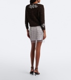 Jacques Wei Beaded leather-trimmed mesh miniskirt