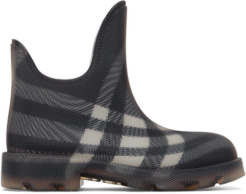 Photo: Burberry Black Check Rubber Marsh Low Boots