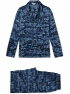 Derek Rose - Brindisi Printed Silk-Satin Pyjama Set - Blue