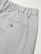 NN07 - Kay 1455 Straight-Leg Pleated Pinstriped Linen Trousers - Gray