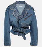 Area Crystal-embellished denim jacket