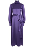 Joseph Cels Belted Satin Midi Dress Violet