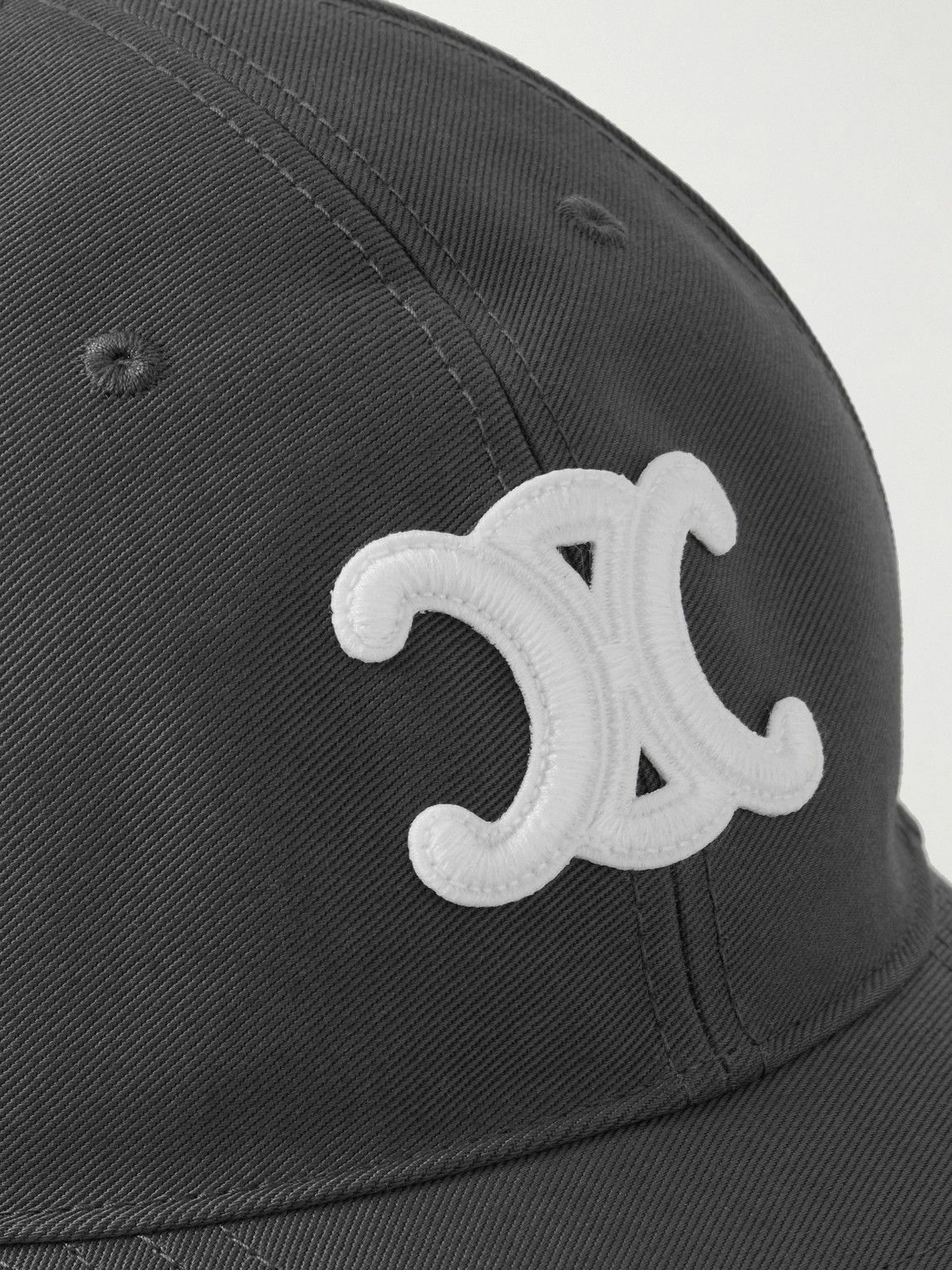 CELINE - Triomphe Logo-Appliquéd Cotton-Gabardine Baseball Cap - Gray