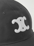 CELINE - Triomphe Logo-Appliquéd Cotton-Gabardine Baseball Cap - Gray