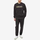 Versace Men's Embroidered Logo Crew Sweat in Black/Silver