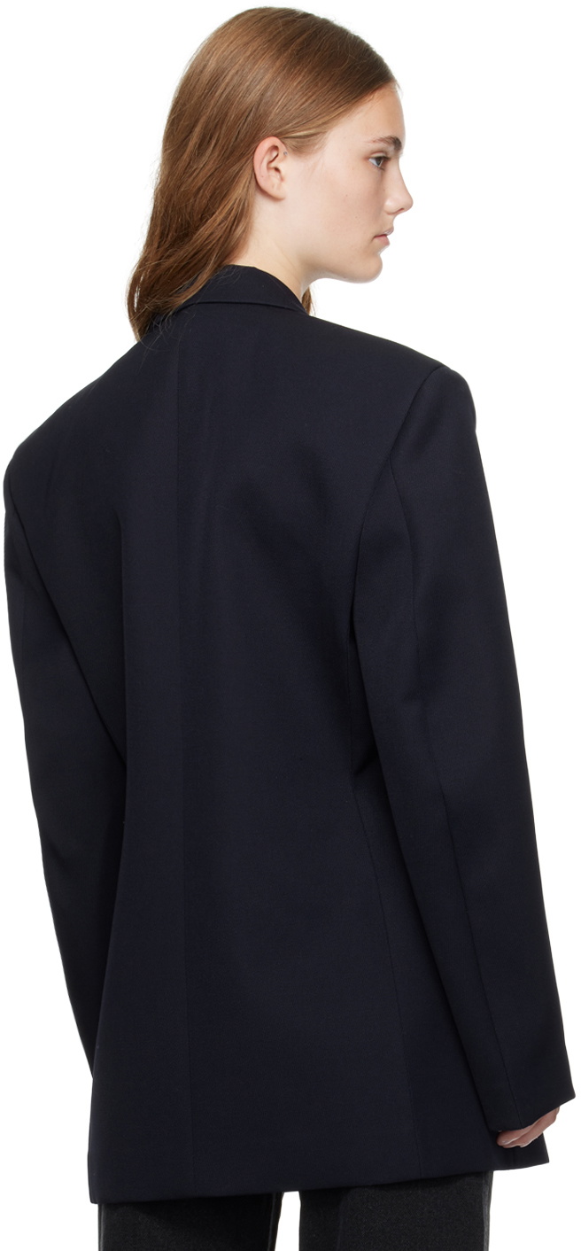 Recto Navy Double-Breasted Blazer