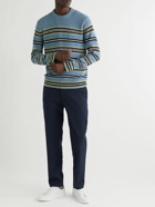 Club Monaco - Striped Cotton-Blend Bouclé Sweater - Blue