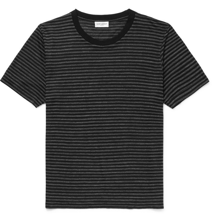 Photo: Saint Laurent - Striped Jersey T-Shirt - Black