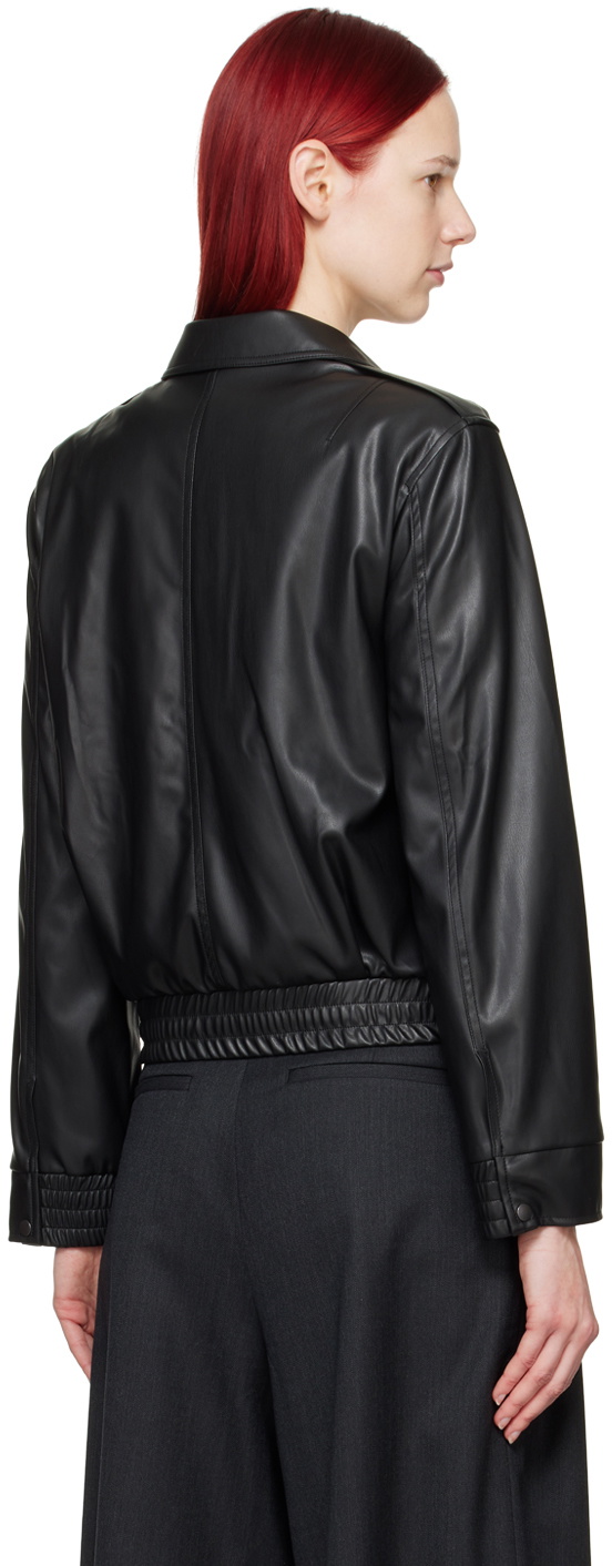 Youth Black Zip Faux-Leather Jacket