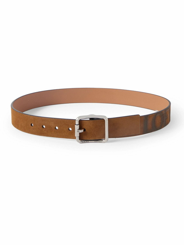 Photo: LOEWE - 3.5cm Logo-Debossed Suede Belt - Brown
