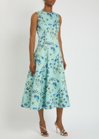 Emilia Wickstead Mara Floral-print Faille Midi Dress Blue