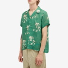 BODE Men's Football Silhouette Vacation Shirt in Green Cream