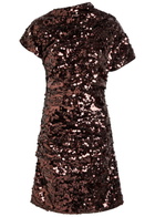 Ganni Sequin-embellished Velvet Mini Dress Dark Brown
