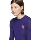 Prada Blue Wool Logo Sweater