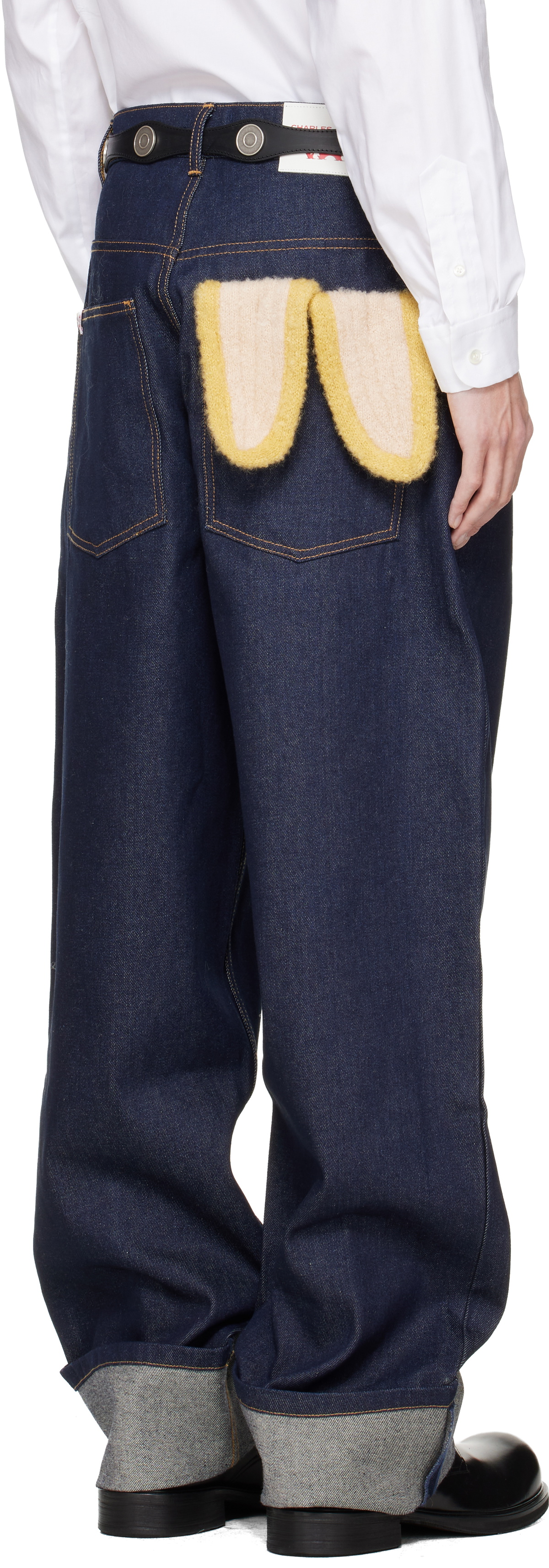 Charles Jeffrey LOVERBOY Navy Knitted Pocket Loose Fit Jeans