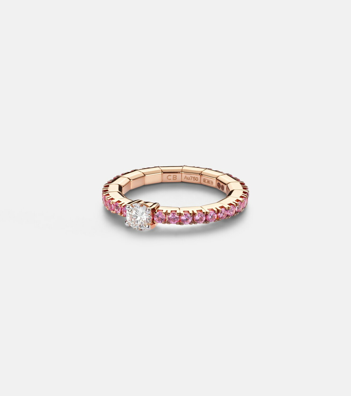 Bucherer Fine Jewellery Stretchy 18kt rose gold ring with diamond and sapphires