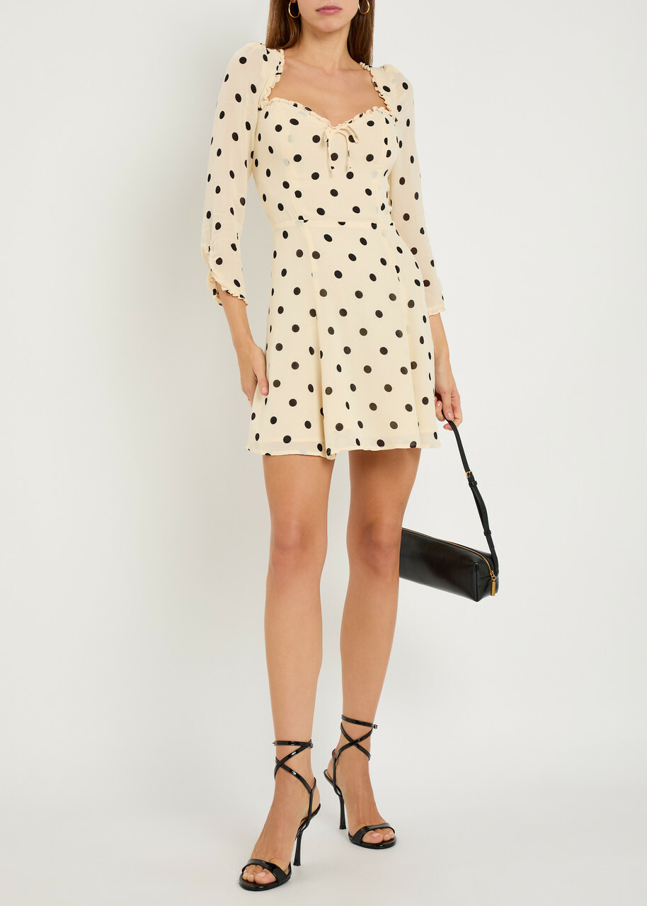 Reformation Remi Polka-dot Georgette Mini Dress White