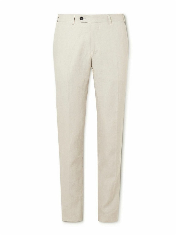 Photo: Canali - Slim-Fit Straight-Leg Linen Suit Trousers - Gray